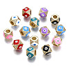 Brass with Cubic Zirconia Rhombus European Beads ZIRC-N039-173-NF-1