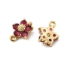 Brass Pave Cubic Zirconia Flower Links Connector Charms KK-H089-34G-05-4