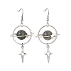 4 Pairs 4 Styles Natural Gemstone & Alloy Pendant Dangle Earrings EJEW-TA00818-5