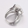 Natural Howlite Wide Band Finger Rings X-RJEW-K224-A13-2