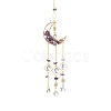 Natural Amethyst Chips Moon Pendant Decorations HJEW-FS00027-05-1