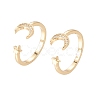 Brass Micro Pave Clear Cubic Zirconia Cuff Rings RJEW-F101-02G-3