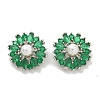 Rack Plating Brass Micro Pave Cubic Zirconia Buttons KK-K293-09P-02-1