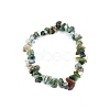 Natural Moss Agate Chips Beaded Stretch Bracelet for Women PW-WG72437-16-1