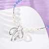 Natural Pearl & Cat Eye Beaded Necklaces NJEW-Q023-01S-2
