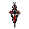 Jet Rhinestone Cross Pendant with Red Enamel ENAM-WH0001-06EB-03-1