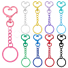 45Pcs 9 Colors Heart Alloy Baking Paint Swivel Clasps and Iron Rings KEYC-GA00015-1