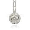 Silver Color Plated Brass Hollow Round Cage Pendants KK-J216-09S-2