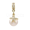 Brass Micro Pave Clear Cubic Zirconia European Dangle Charms PALLOY-JF05895-01-2