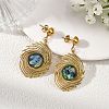 304 Stainless Steel & Natural Paua Shell Dangle Earrings for Women EJEW-JE07212-1