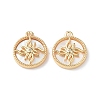 Brass Micro Pave Clear Cubic Zirconia Flat Round Charms KK-I702-30G-2