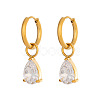 304 Stainless Steel Pave Cubic Zirconia Hoop Dangle Earrings for Women EU1593-1-3