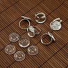 18mm Clear Domed Glass Cabochon Cover and Brass Pad Ring Bases for DIY Portrait Ring Making DIY-X0130-S-1