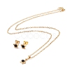 PVD Vacuum Plating Rhinestone Stud Earrings and Pendant Necklaces Sets STAS-C028-01G-2