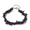Natural Obsidian Chips Beaded Bracelet BJEW-JB09686-04-1