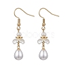 Shell Pearl Bead Teardrop Dangle Earrings EJEW-JE06646-2