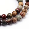 Natural Polychrome Jasper/Picasso Stone/Picasso Jasper Round Bead Strands G-J303-16-4mm-3