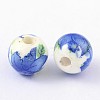 Floral Printed Porcelain Beads PORC-Q199-10mm-19-2