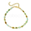 Teardrop Natural Chalcedony & Brass Beaded Bracelets for Women BJEW-JB13960-01-3
