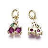 Brass Micro Pave Green & Purple Cubic Zirconia Charms ZIRC-S067-006-NR-2