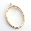 Matte Style Rack Plating Alloy Oval Open Back Bezel Pendants X-PALLOY-S047-26C-FF-2