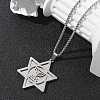Hanukkah 201 Stainless Steel Star of David Pendant Necklaces NJEW-Z058-02P-3
