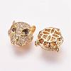 Brass Micro Pave Cubic Zirconia Leopard Beads ZIRC-L007-41G-2