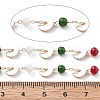 Handmade Brass & Glass Bead Flat Round Chains CHC-L051-06KCG-02-2