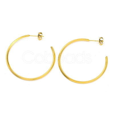 Ion Plating(IP) 304 Stainless Steel Ring Stud Earrings EJEW-K295-01A-G-1