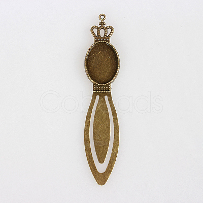 Antique Bronze Iron Bookmark Cabochon Settings PALLOY-N0084-14AB-NF-1