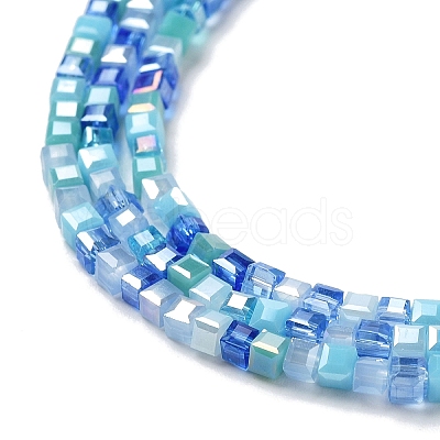 Gradient Color Electroplate Glass Bead Strands GLAA-E042-05-B07-1
