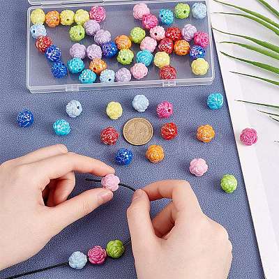 60Pcs 10 Colors UV Plating Iridescent Acrylic Beads MACR-AR0001-23-1