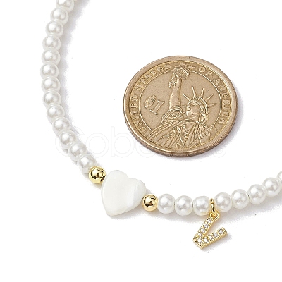 Brass Micro Pave Grade AAA Cubic Zirconia Letter Pendant Necklaces NJEW-JN04771-22-1
