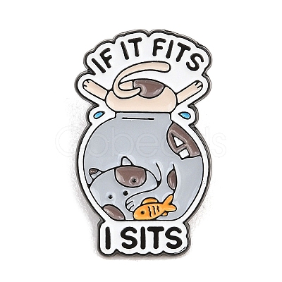If It Fits I Sits Cat Enamel Pins JEWB-E044-02EB-01-1
