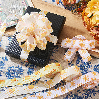 3Rolls 3 Colors Sun Pattern Polyester Ribbon OCOR-TA0003-30-1