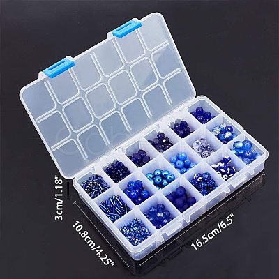 PandaHall Elite 18 Style Blue Glass Beads GLAA-PH0007-08-1