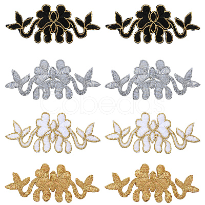 16Pcs 4 Colors Flower Polyester Iron on/Sew on Patches DIY-GF0011-68-1