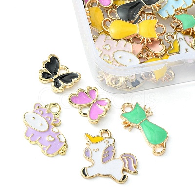 30Pcs 4 Style Alloy Enamel Pendants ENAM-YW0002-97-1