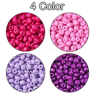 800pcs 4 Colors Baking Paint Glass Round Seed Beads SEED-FS0001-21A-1