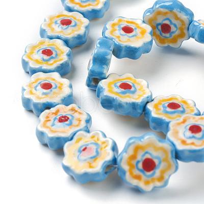 Handmade Porcelain Flower Beads Strands PORC-G006-14A-1