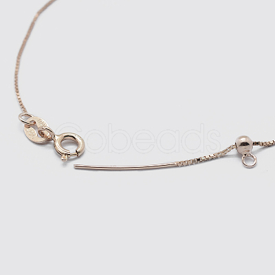 925 Sterling Silver Box Chain Necklaces STER-F039-40cm-13RG-1