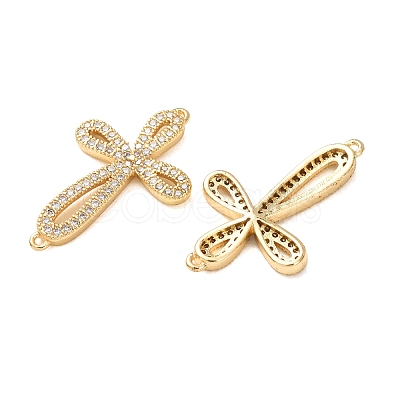 Brass Micro Pave Clear Cubic Zirconia Connector Charms CU-CBA4579-08G-B-1
