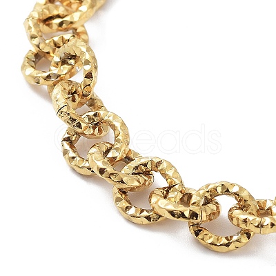 Ion Plating(IP) 304 Stainless Steel Textured Rolo Chain Bracelet BJEW-K226-02G-1