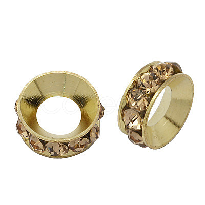 Brass Rhinestone Spacer Beads RB-A020-9mm-14LG-1