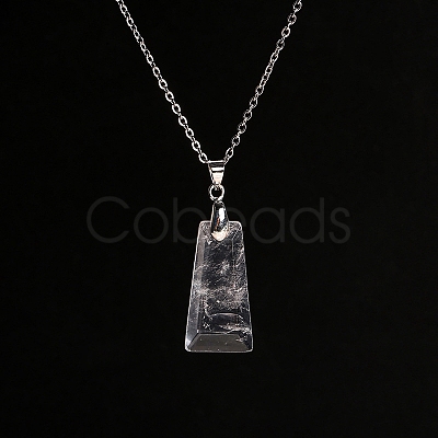 Natural Quartz Crystal Trapezoid Pendant Necklaces PW-WG52881-04-1