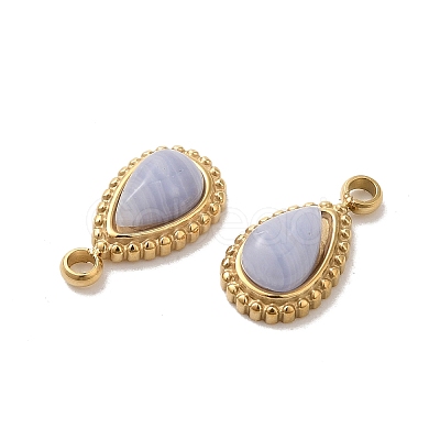 Natural Blue Lace Agate Teardrop Charms STAS-B074-04G-02-1