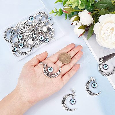 Nbeads Alloy Hollow Moon Big Pendants FIND-NB0002-45-1