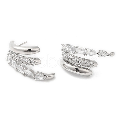 Crystal Rhinestone Claw Stud Earrings EJEW-D059-04P-01-1