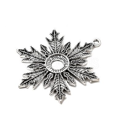 Snowflake Tibetan Style Alloy Pendant Cabochon Open Back Settings TIBEP-S295-62AS-RS-1