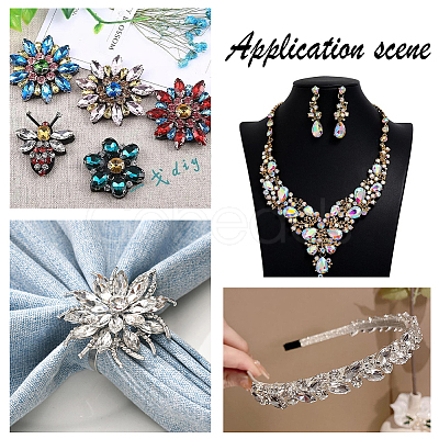 94Pcs 6 Style Pointed Back Glass Rhinestone Cabochons RGLA-FG0001-10-1